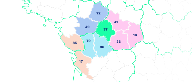 Carte des secteurs couverts